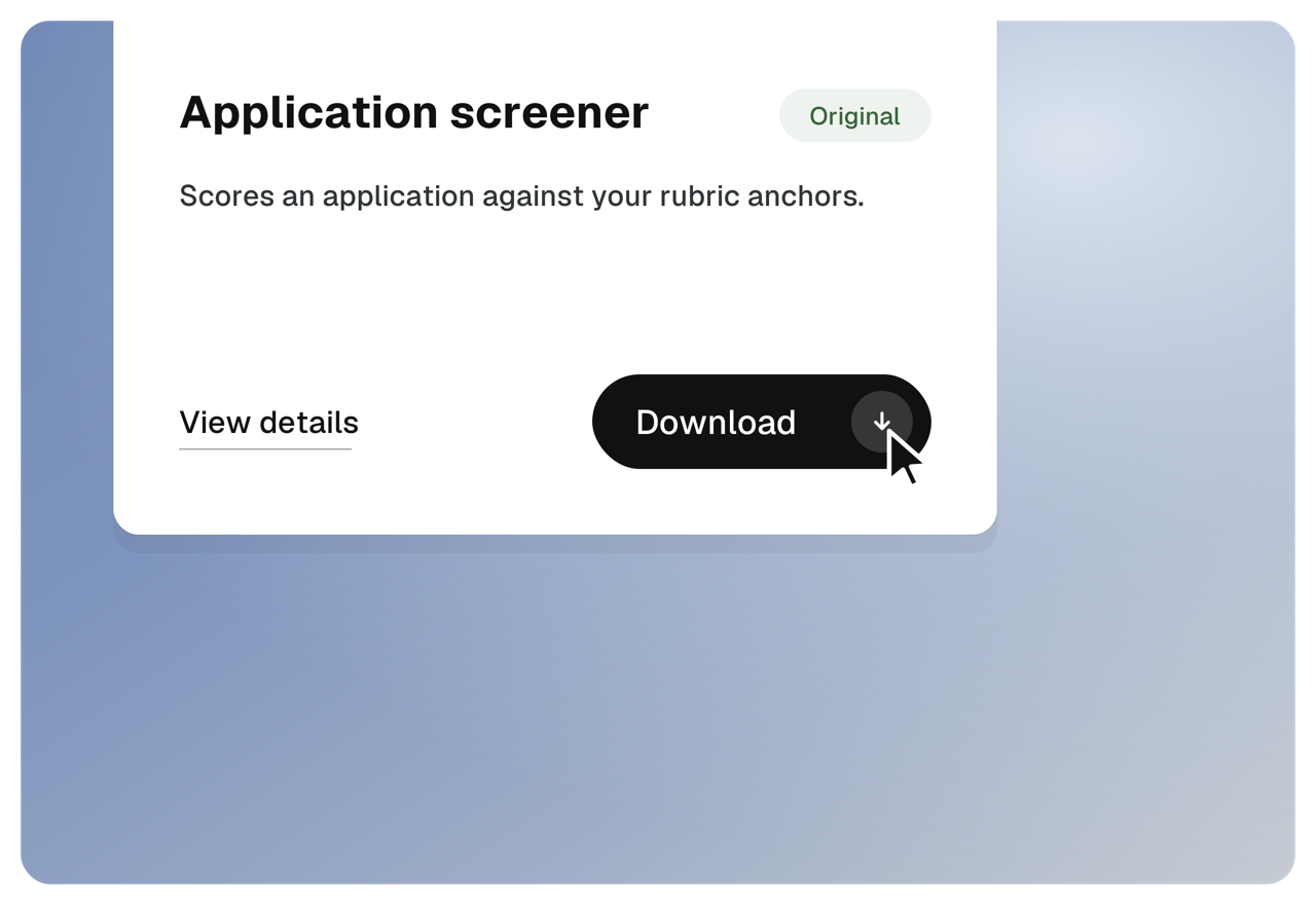 A skill card in the library with a Download button.